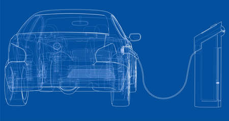 Electric Vehicle Charging Station Sketchの写真素材