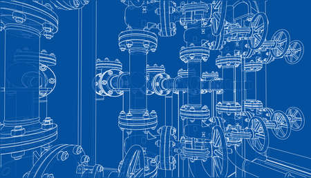 Sketch of industrial equipment. 3d illustration