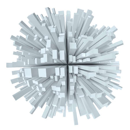Abstract White Sphere With Cubes