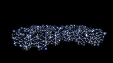 Wire-frame gear with luminous dots. 3d illustration