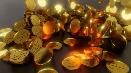 Falling gold coins. The concept of success