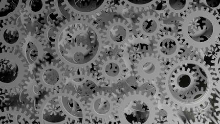 Abstract Background Consisting of White Gears on Darkの写真素材