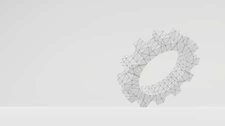 3d gear with a wire-frame textureの写真素材