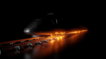 Abstract composition of night high-speed train