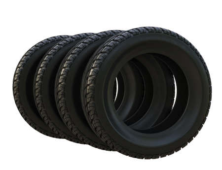 Group black tires, isolatedの写真素材