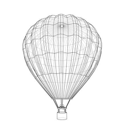 Outline hot air balloon. Vector EPS10 format, rendering of 3dのイラスト素材