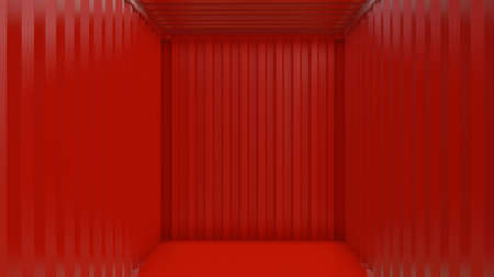 Empty red cargo container interiorの写真素材