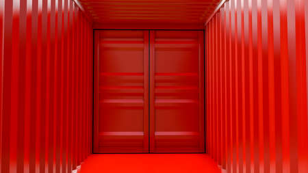 Empty red cargo container interiorの写真素材