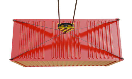 Cargo container with hook isolated on whiteの写真素材