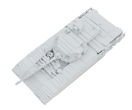 3d printed tank isolated on white background