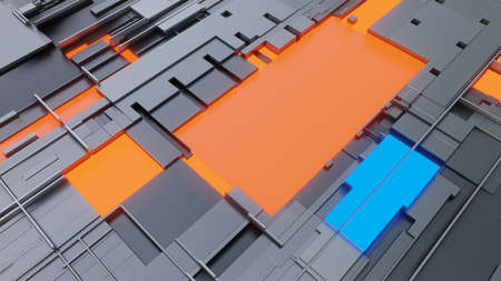 Abstract background of random cubes with bright segments