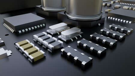 Closeup of electronic circuit board