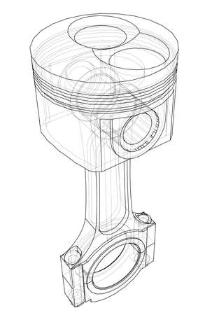 Sketch of piston. Vector rendering of 3dのイラスト素材