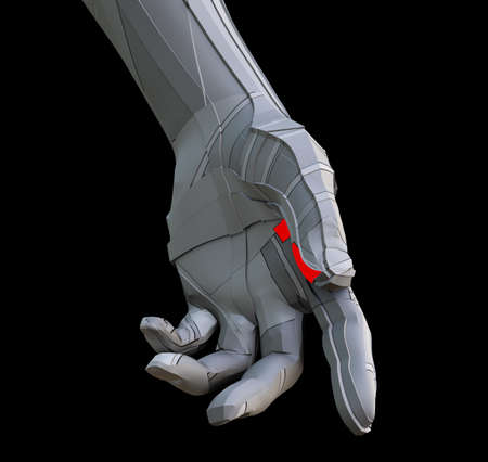 Futuristic robot of dark color with luminous partsの写真素材