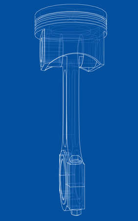 Sketch of piston. Vector rendering of 3d. Wire-frame style. The layers of visible and invisible lines are separatedのイラスト素材