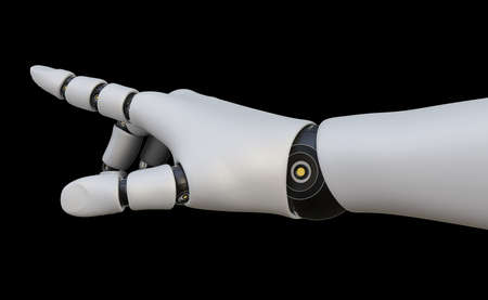 Robot hand pointing index finger, isolatedの写真素材