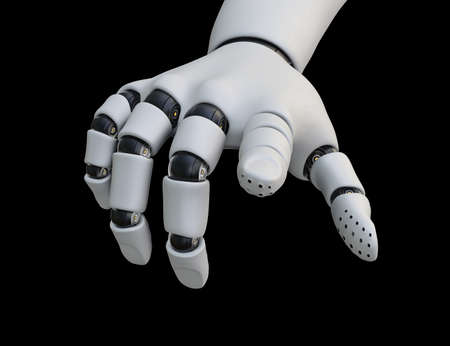Robot hand pointing index finger, isolatedの写真素材