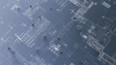 Abstract technological background with white linesの写真素材