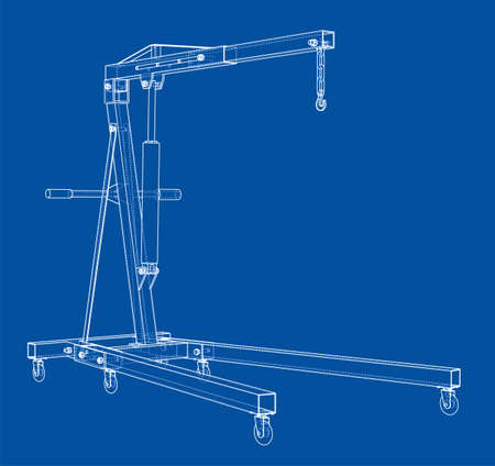 Engine hoist outline. Vector rendering of 3dのイラスト素材
