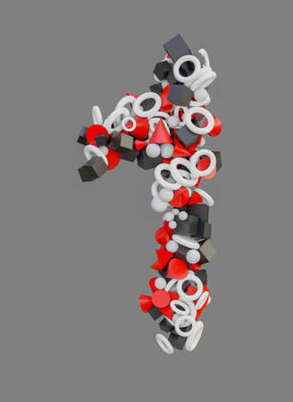 Abstract number one, consisting of spheres, cubes, toruses and pyramidsの写真素材