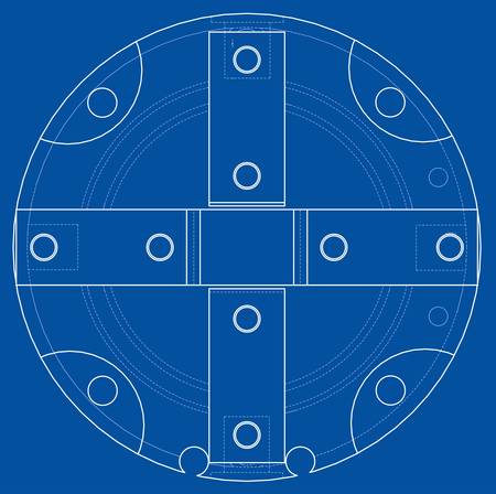 Abstract industry object concept. Vector rendering of 3d. Wire-frame style. The layers of visible and invisible lines are separatedのイラスト素材