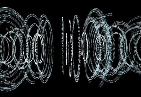 Abstract futuristic HUD object consist of glowing circles. 3D illustration