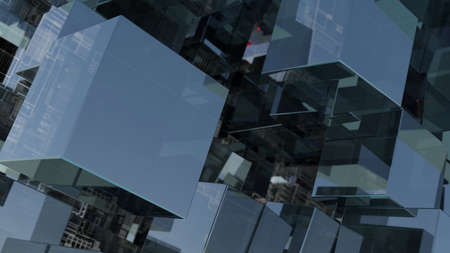 Abstract technology background with glass cubes