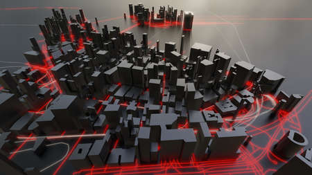Futuristic night city. 3D illustration