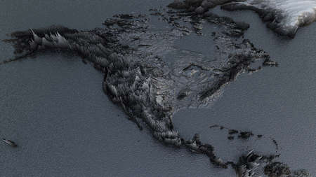 Abstract Black World Map, Continet Extruded or Displacement