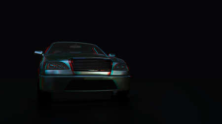 Modern sedan car on the dark backgroundの写真素材