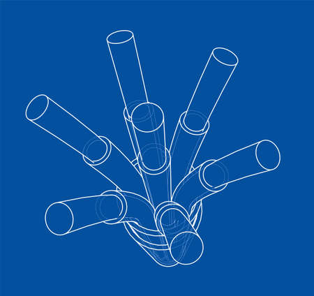 Seven-wire cable. Wire frame style. Vector rendering of 3d. Concept of the energy industryのイラスト素材