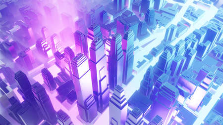 City in fog. Air pollution or military actionの写真素材