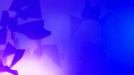 Connected polygonal plexus in a pink-blue backgroundの写真素材