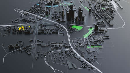 3D futuristic city architectureの写真素材