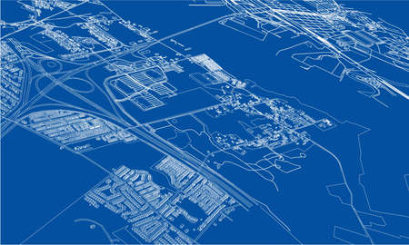 Outline city concept. Wire-frame style