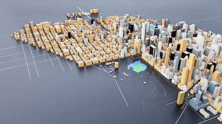 3D futuristic city architectureの写真素材
