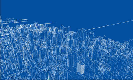 Outline city concept. Wire-frame styleの写真素材