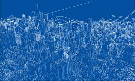 Outline city concept. Wire-frame styleの写真素材