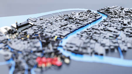 3D futuristic city architectureの写真素材
