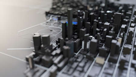 3D futuristic city architectureの写真素材