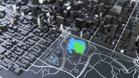 3D futuristic city architectureの写真素材