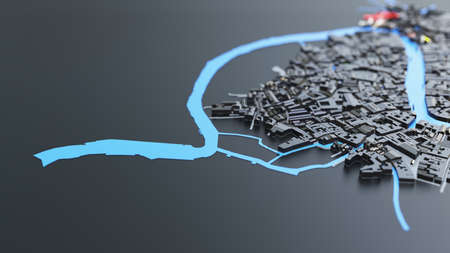 3D futuristic city architectureの写真素材