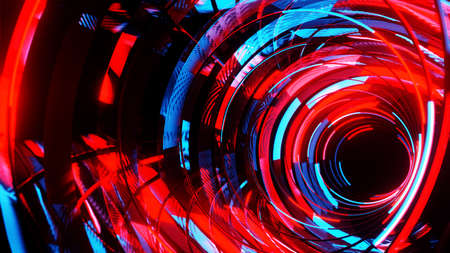 Abstract neon cicles with black empty copy space inside