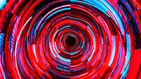 Abstract neon cicles with black empty copy space insideの写真素材