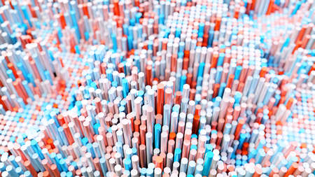 The background of the multi-colored cylinders is chaoticの写真素材