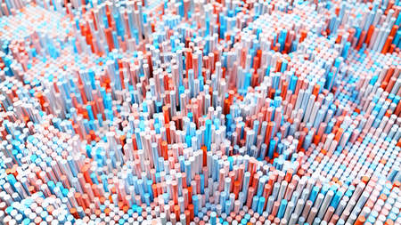 The background of the multi-colored cylinders is chaoticの写真素材