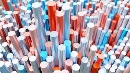 The background of the multi-colored cylinders is chaoticの写真素材