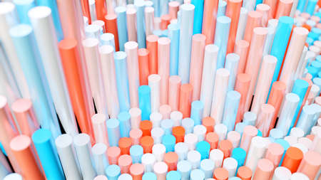 The background of the multi-colored cylinders is chaoticの写真素材