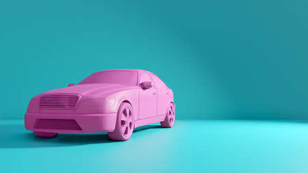Styled 3D illustration of the pink carの写真素材