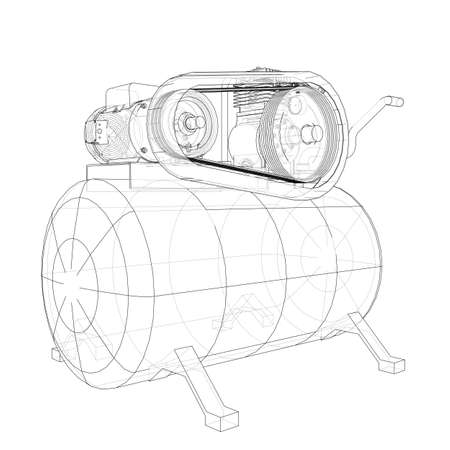 Outline Air compressor. Vectorのイラスト素材